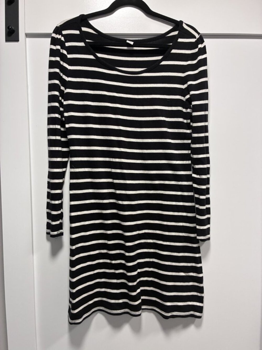 Old Navy Striped Long Sleeve T-Shirt Dress Size L Black White